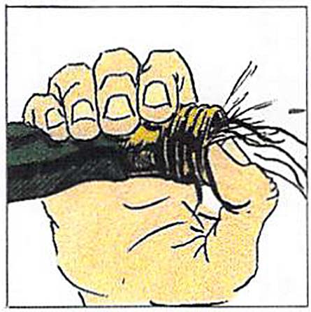 illustration of a hose with a thumb over the end blocking most of the flow